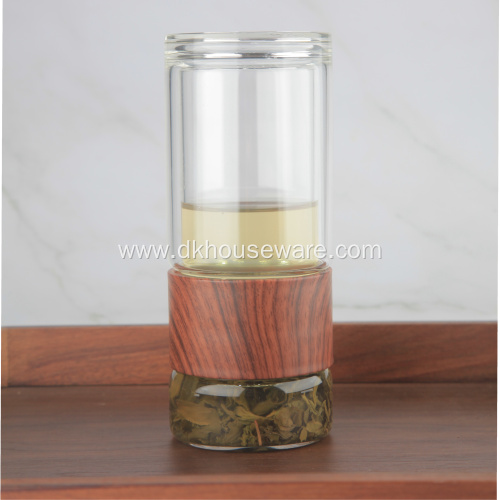 Borosilicate Double Glass Wall Water Bottle with Strainer